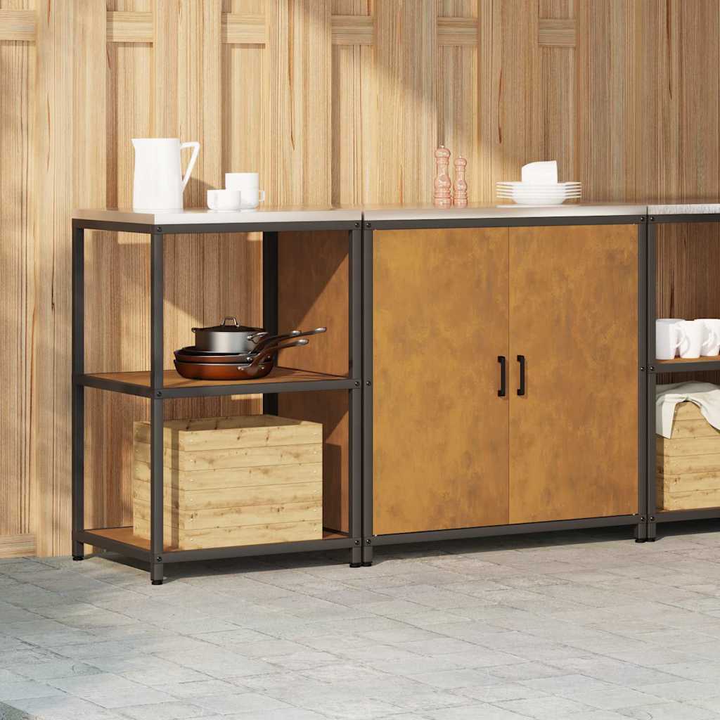 Kitchen Storage Set with Shelf 2 pcs Rusty 150 x 50 x 92 cm
