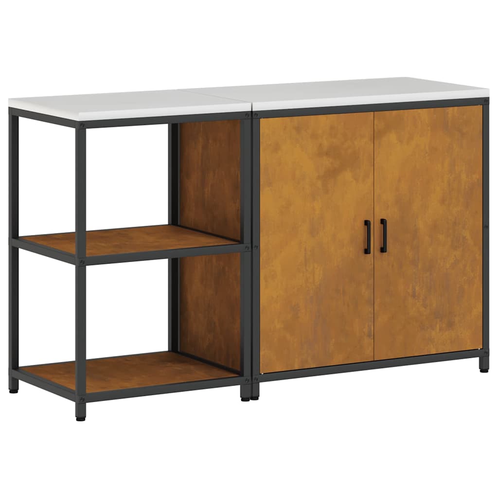 Kitchen Storage Set with Shelf 2 pcs Rusty 150 x 50 x 92 cm