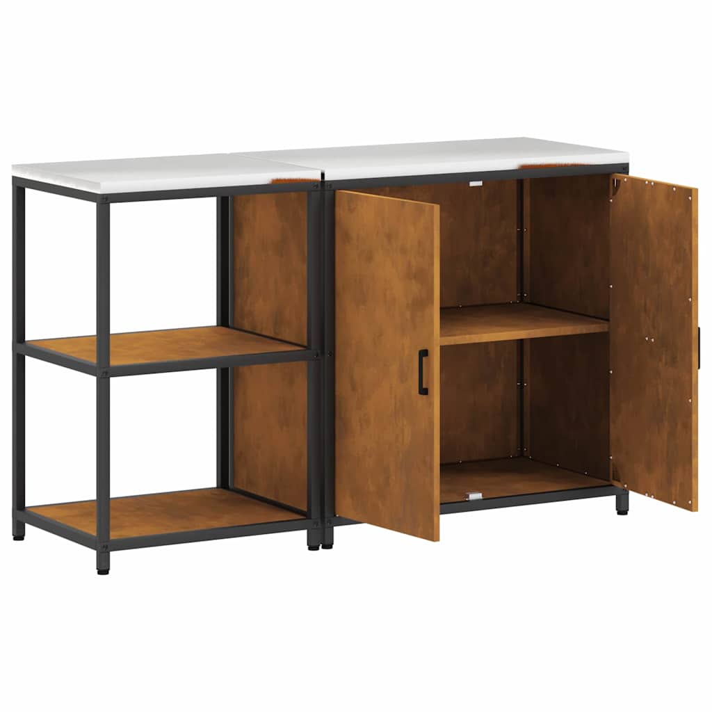 Kitchen Storage Set with Shelf 2 pcs Rusty 150 x 50 x 92 cm