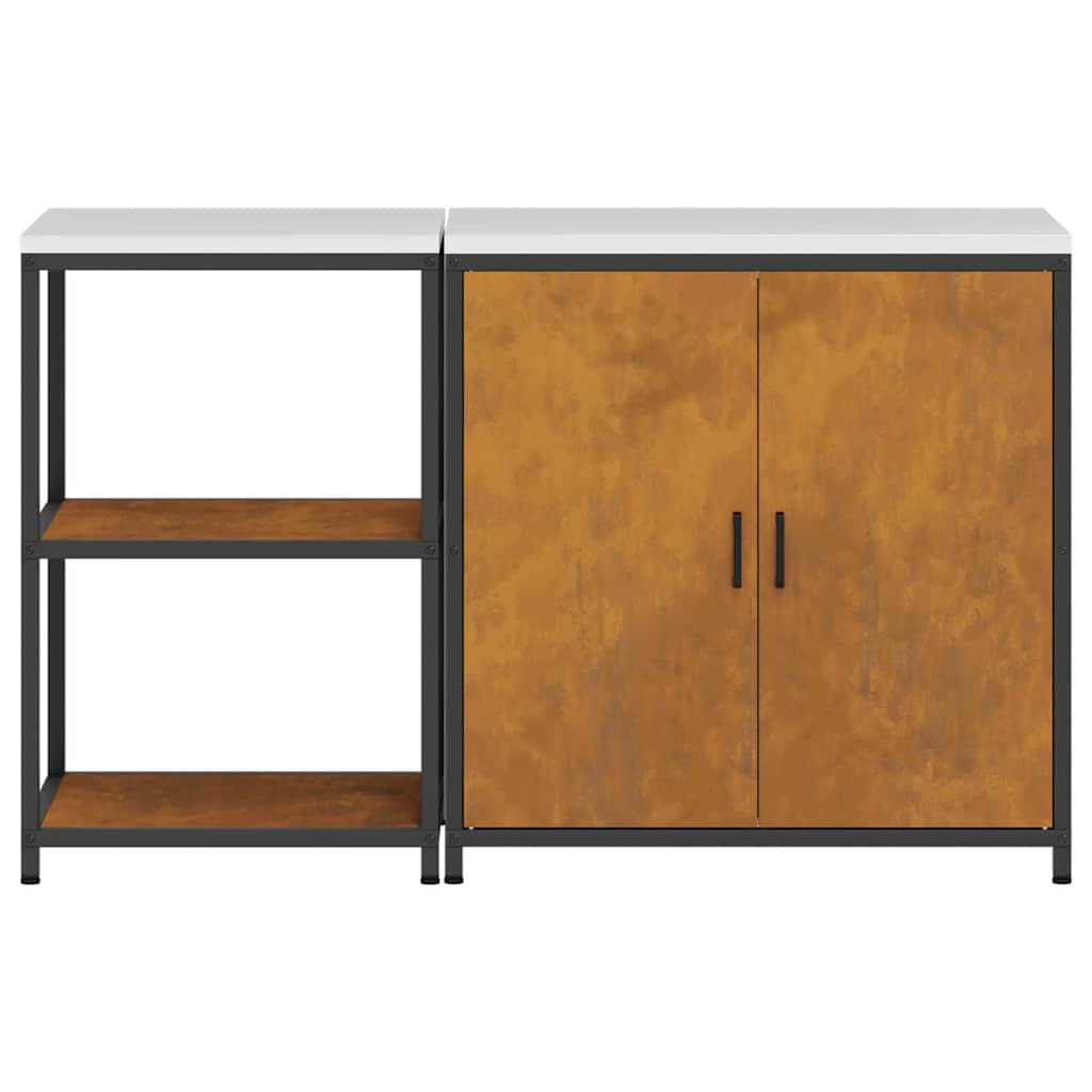 Kitchen Storage Set with Shelf 2 pcs Rusty 150 x 50 x 92 cm