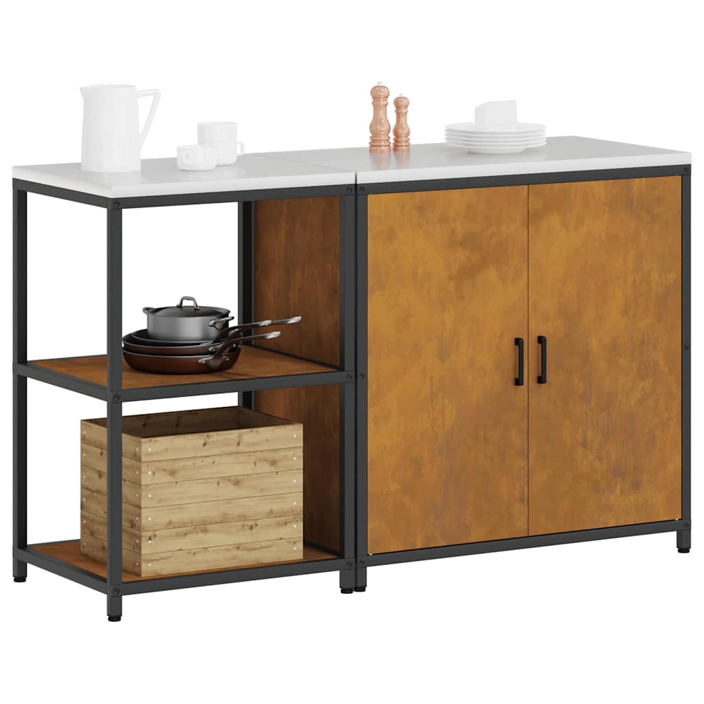 Kitchen Storage Set with Shelf 2 pcs Rusty 150 x 50 x 92 cm