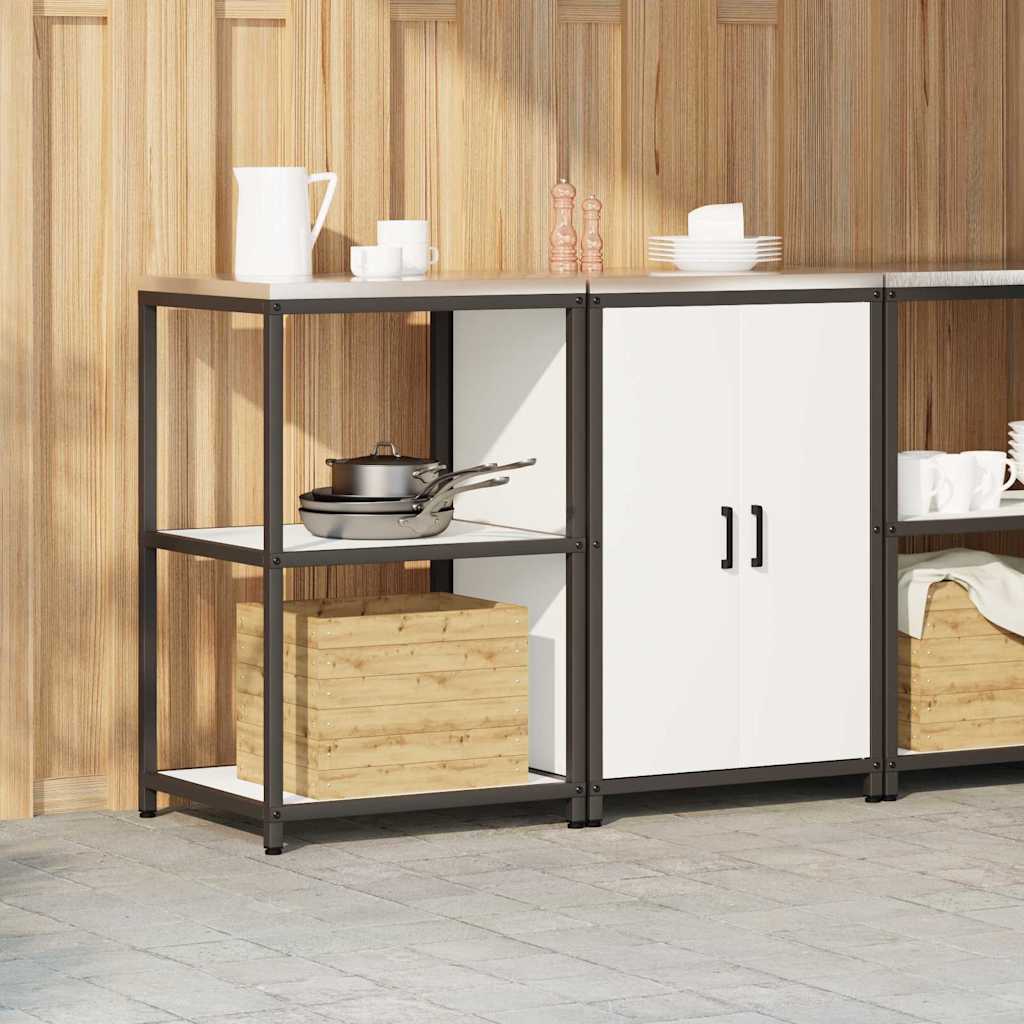 Kitchen Storage Set with Shelf 2 pcs White Cold-rolled steel