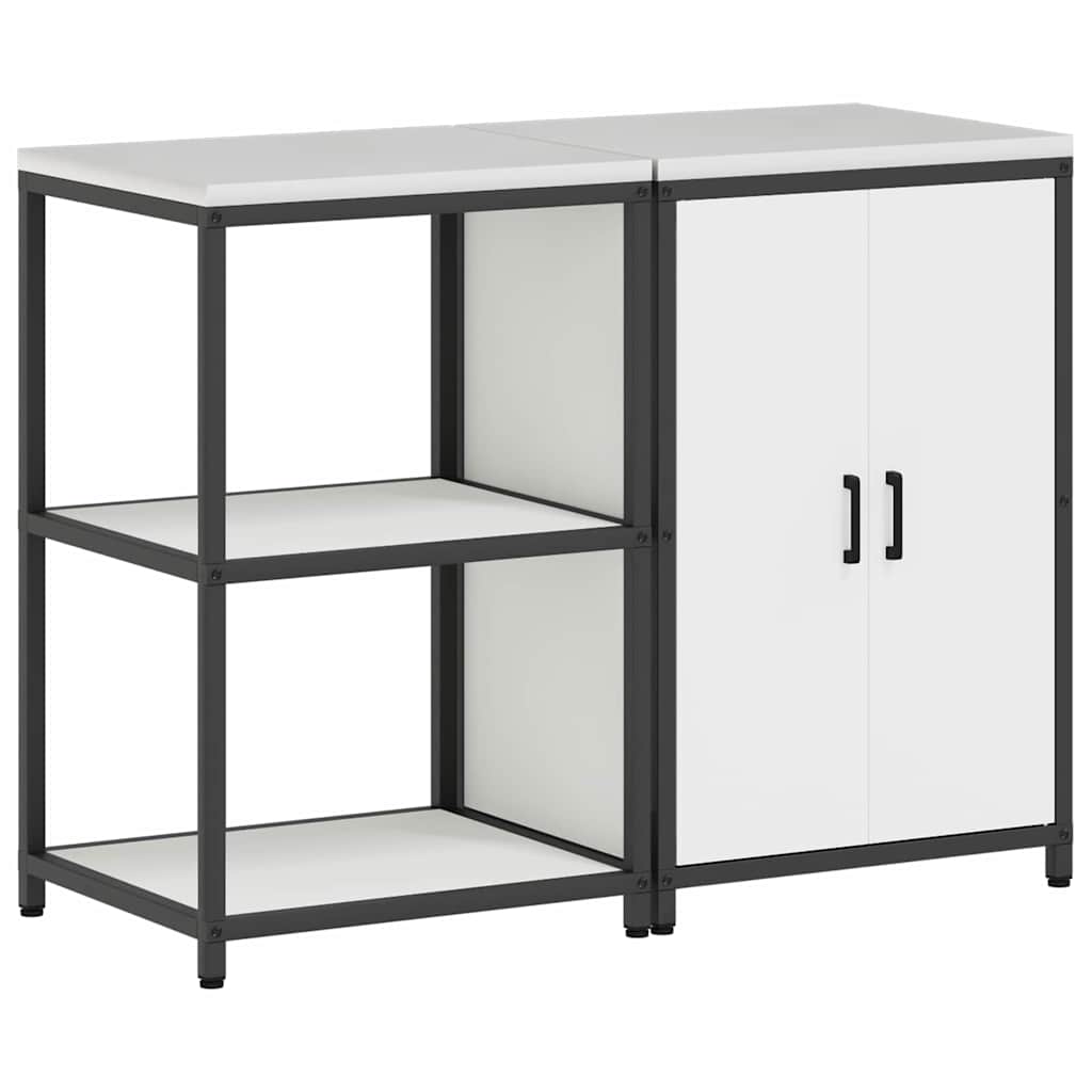 Kitchen Storage Set with Shelf 2 pcs White Cold-rolled steel