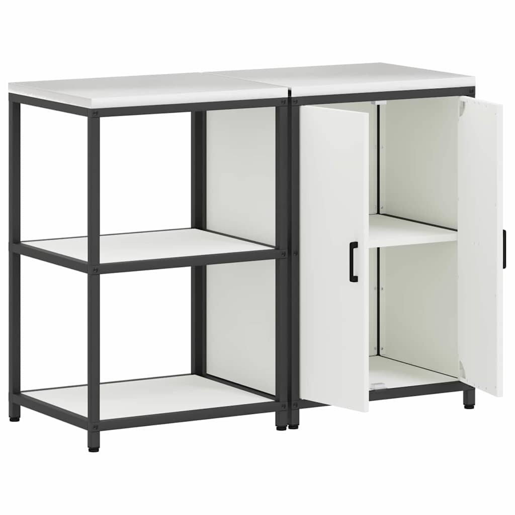 Kitchen Storage Set with Shelf 2 pcs White Cold-rolled steel