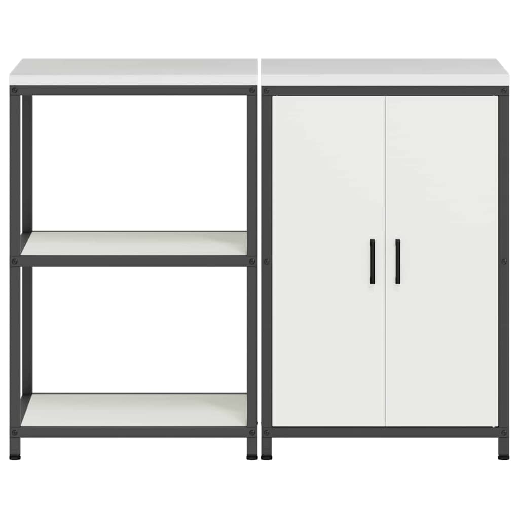 Kitchen Storage Set with Shelf 2 pcs White Cold-rolled steel