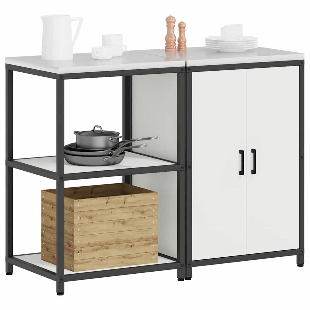 Kitchen Storage Set with Shelf 2 pcs White Cold-rolled steel