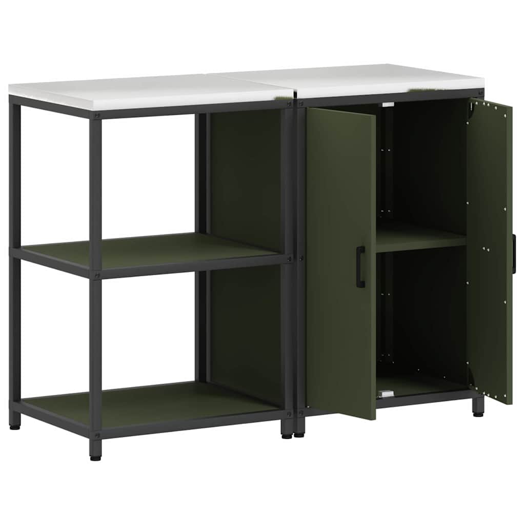 Kitchen Storage Set 2 pcs Olive Green Cold-rolled steel