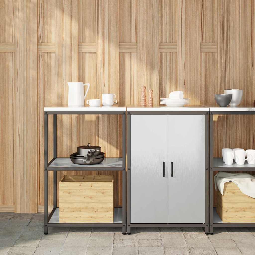 Kitchen Storage Set with Shelf 2 pcs Sliver Stainless steel