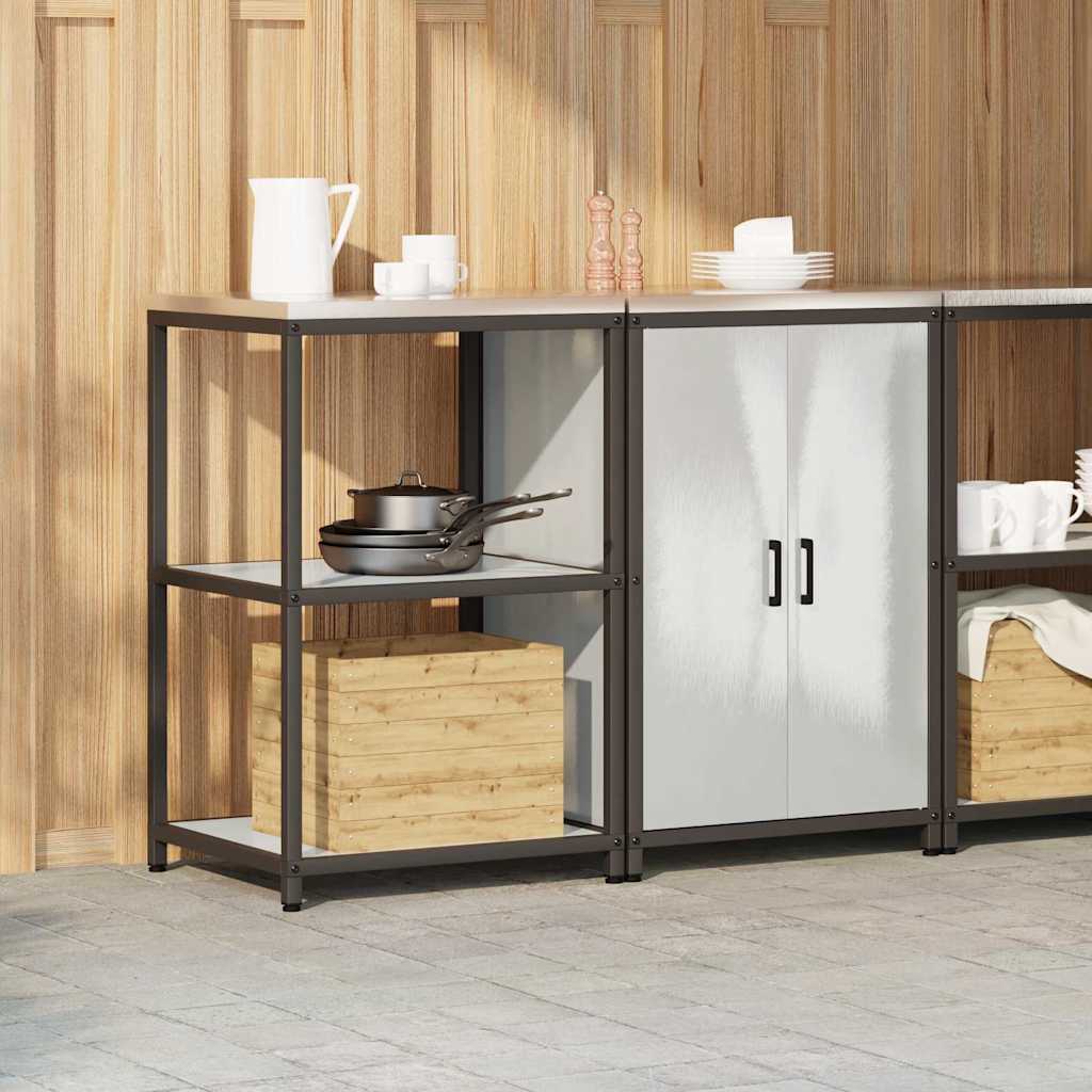 Kitchen Storage Set with Shelf 2 pcs Sliver Stainless steel