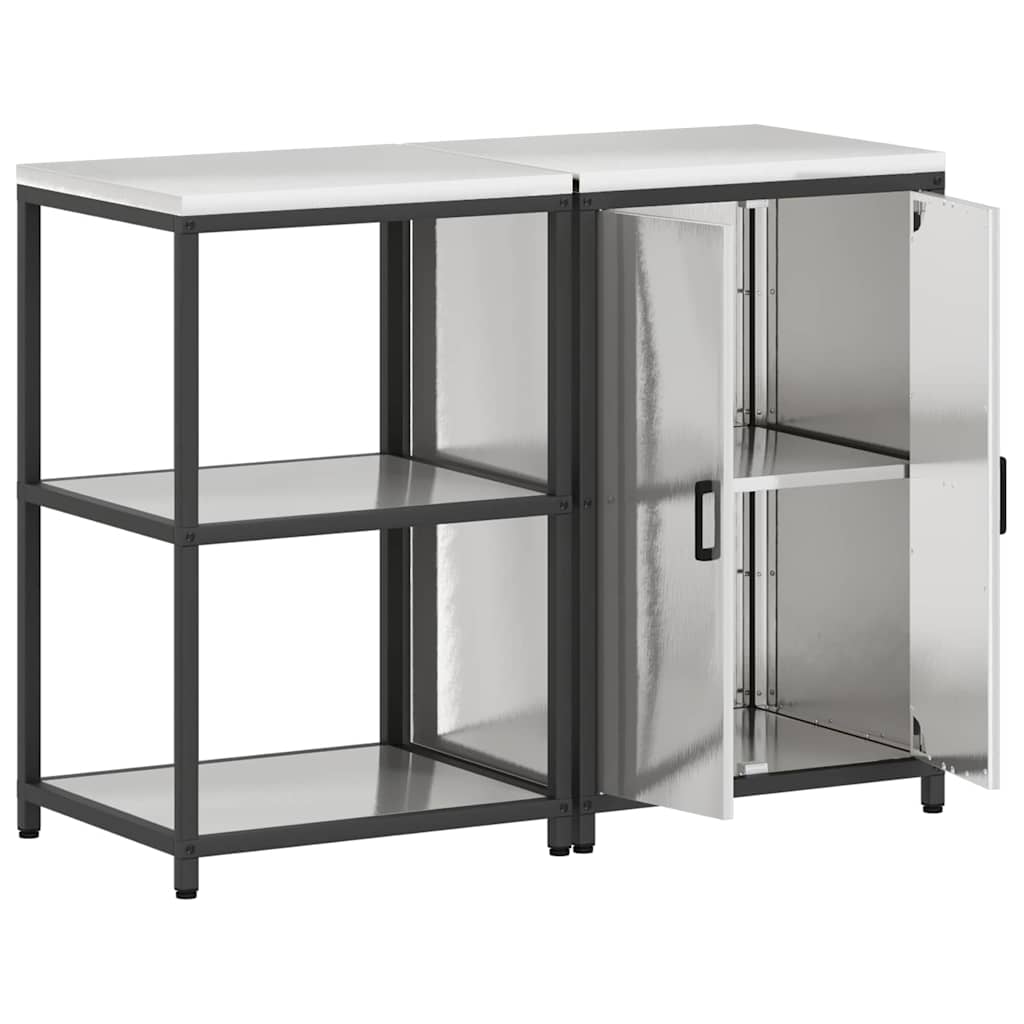 Kitchen Storage Set with Shelf 2 pcs Sliver Stainless steel