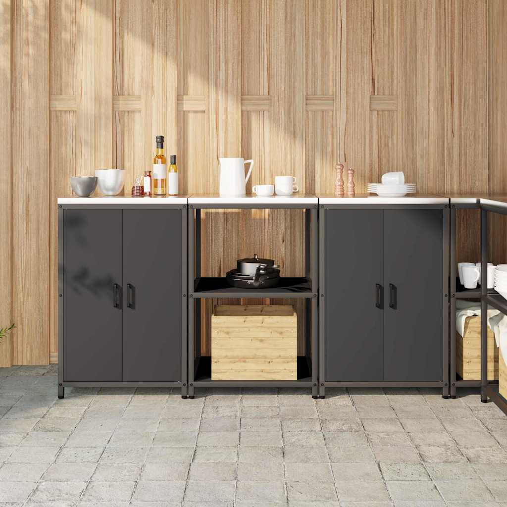 Kitchen Storage Set with Shelf 3 pcs Black 180 x 50 x 92 cm
