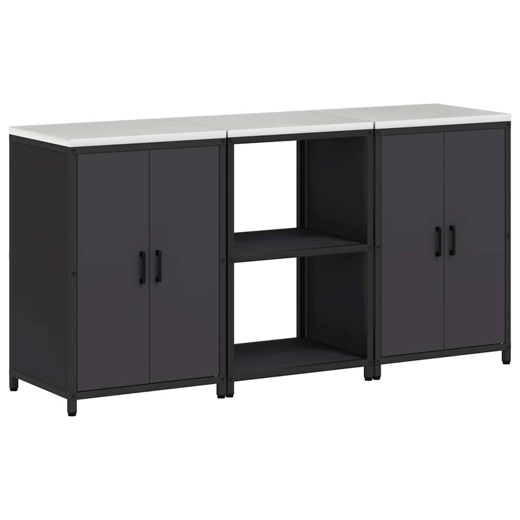 Kitchen Storage Set with Shelf 3 pcs Black 180 x 50 x 92 cm