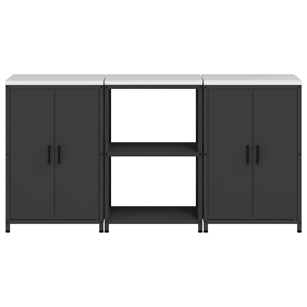 Kitchen Storage Set with Shelf 3 pcs Black 180 x 50 x 92 cm
