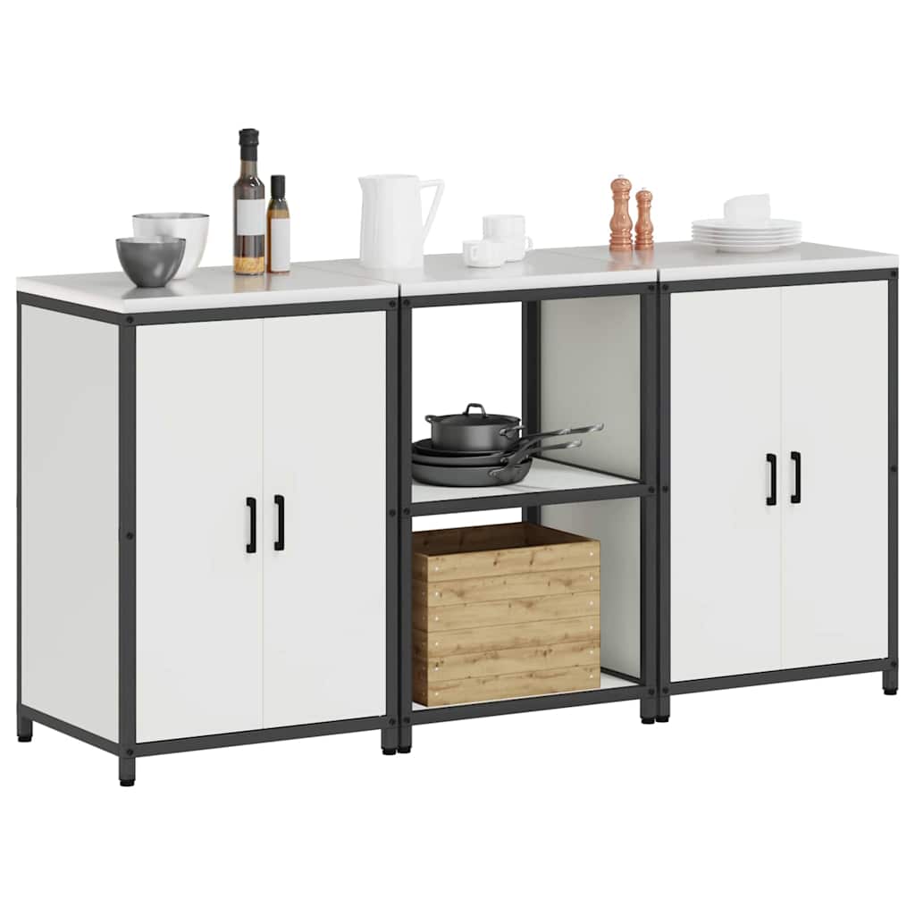 Kitchen Storage Set with Shelf 3 pcs White 180 x 50 x 92 cm