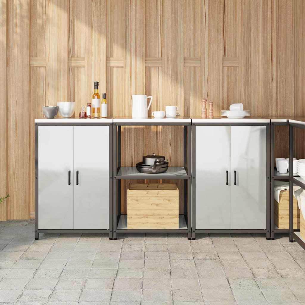 Kitchen Storage Set with Shelf 3 pcs Sliver 180 x 50 x 92 cm