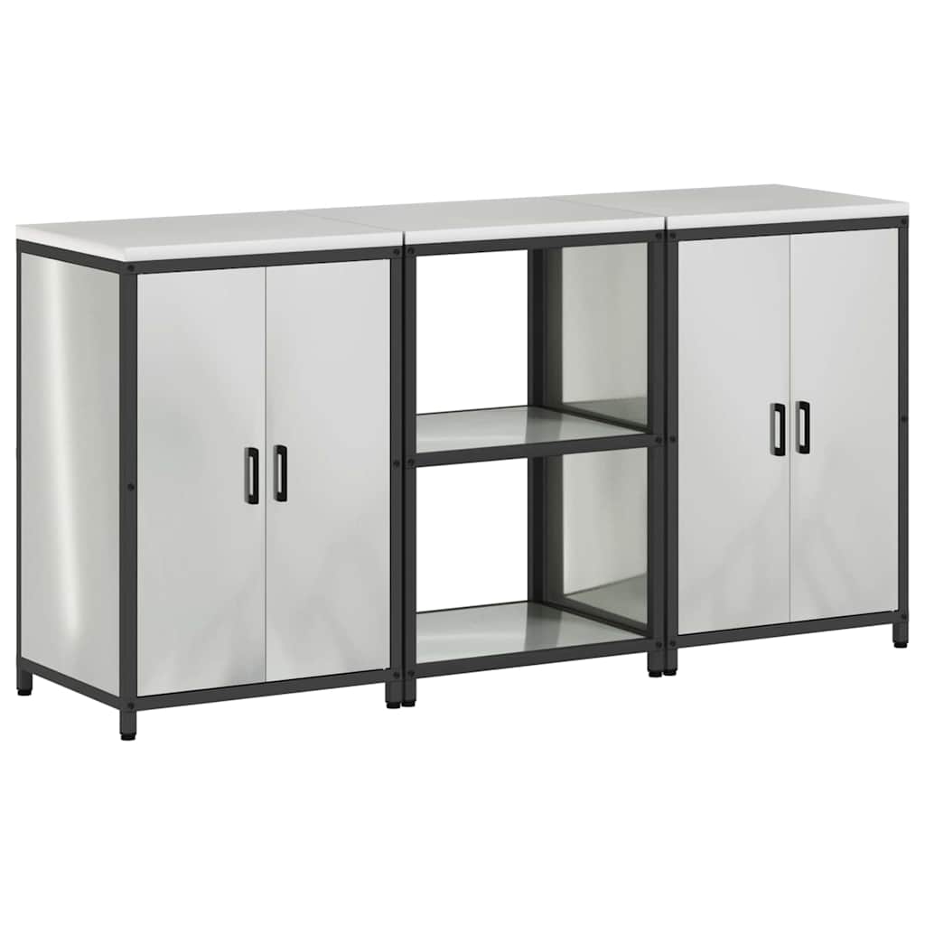 Kitchen Storage Set with Shelf 3 pcs Sliver 180 x 50 x 92 cm