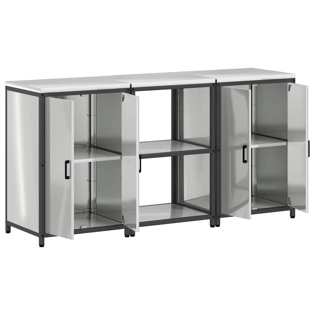Kitchen Storage Set with Shelf 3 pcs Sliver 180 x 50 x 92 cm