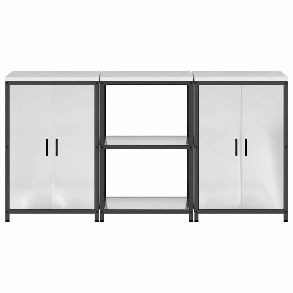 Kitchen Storage Set with Shelf 3 pcs Sliver 180 x 50 x 92 cm