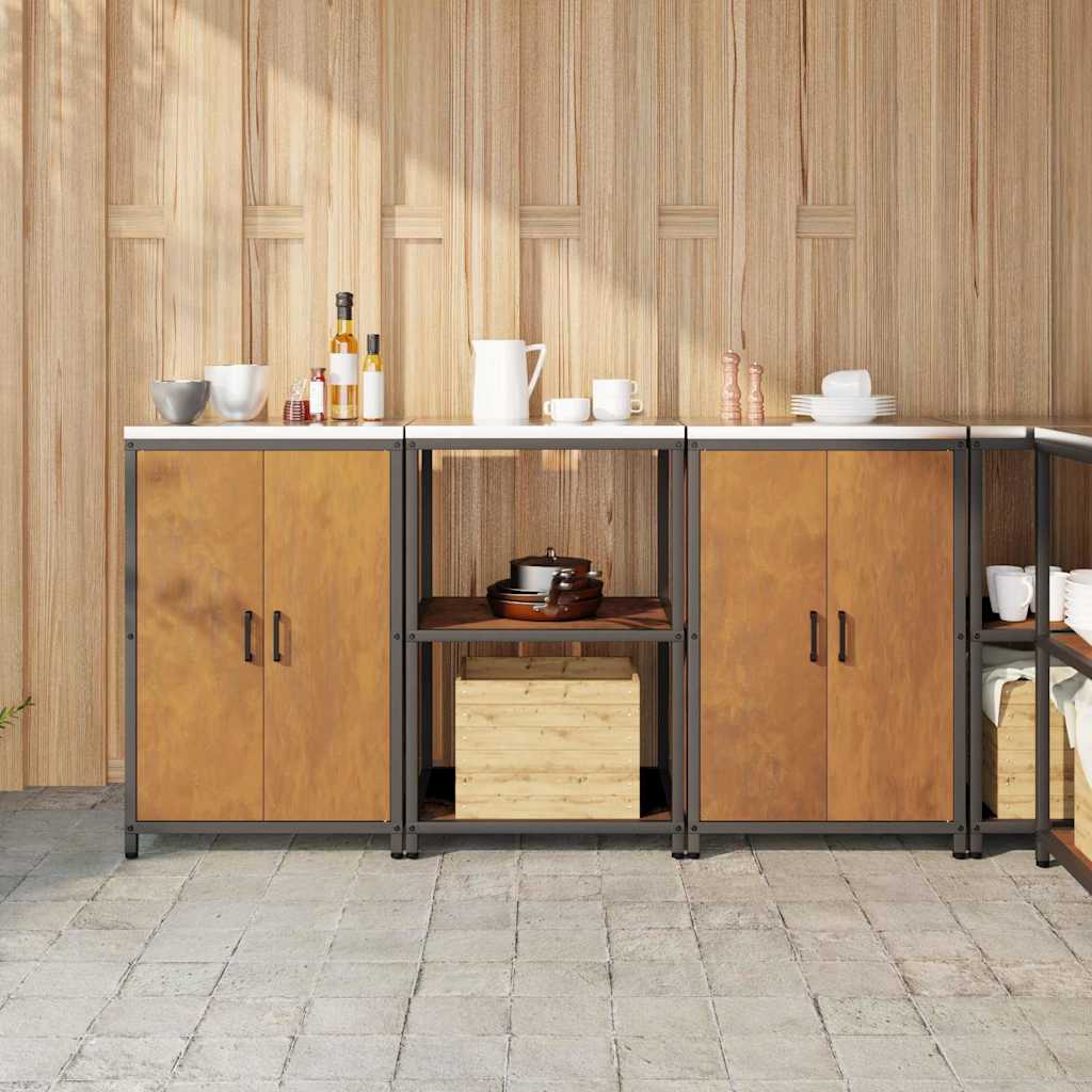 Kitchen Storage Set with Shelf 3 pcs Rusty 180 x 50 x 92 cm