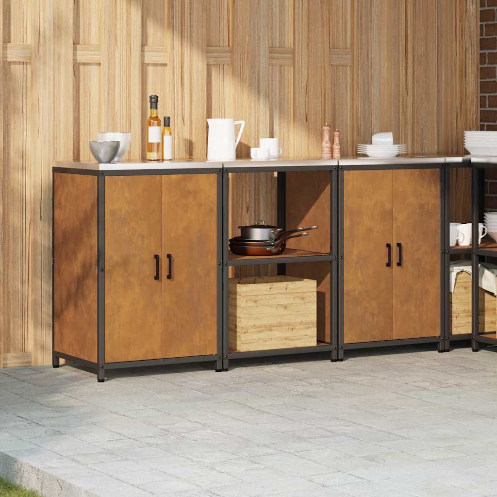 Kitchen Storage Set with Shelf 3 pcs Rusty 180 x 50 x 92 cm