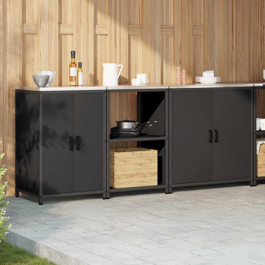 Kitchen Storage Set with Shelf 3 pcs Black 210 x 50 x 92 cm
