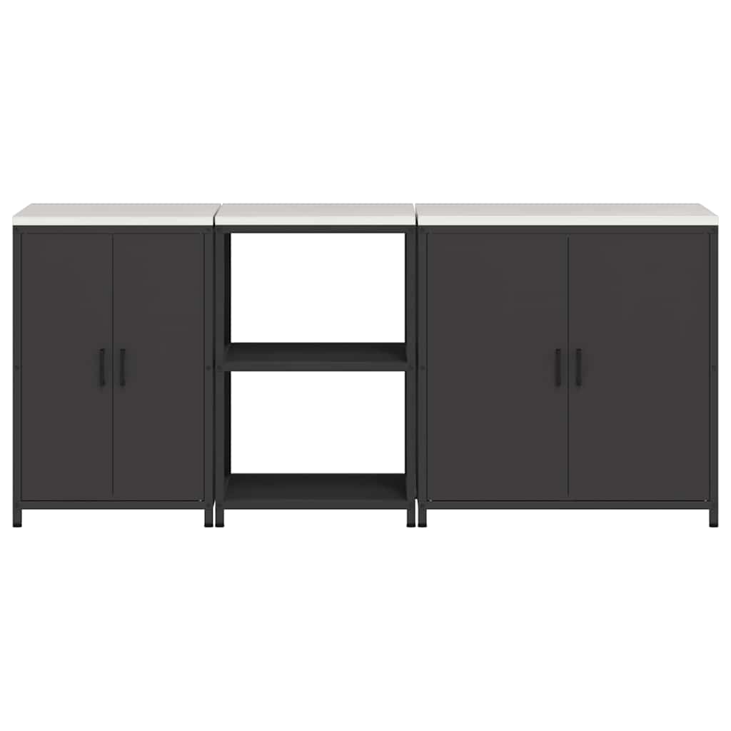 Kitchen Storage Set with Shelf 3 pcs Black 210 x 50 x 92 cm
