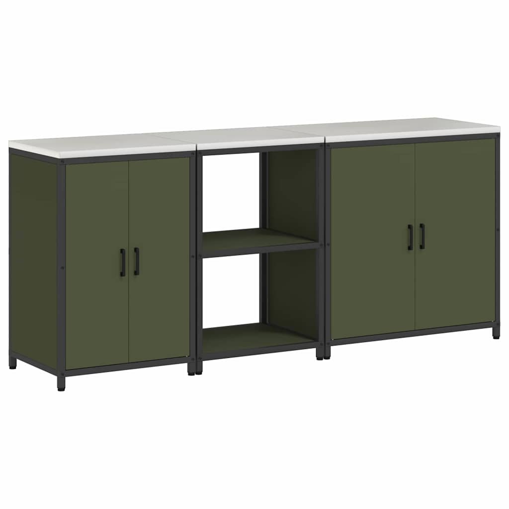 Kitchen Storage Set Other 3 pcs Olive Green 210 x 50 x 92 cm