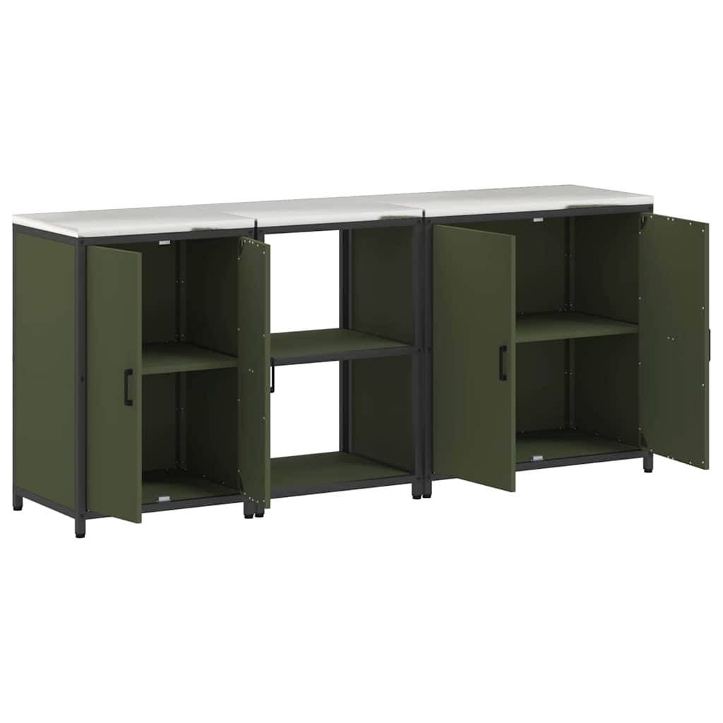 Kitchen Storage Set Other 3 pcs Olive Green 210 x 50 x 92 cm