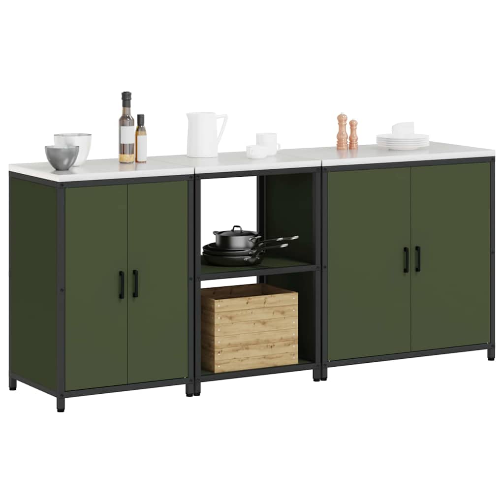 Kitchen Storage Set Other 3 pcs Olive Green 210 x 50 x 92 cm