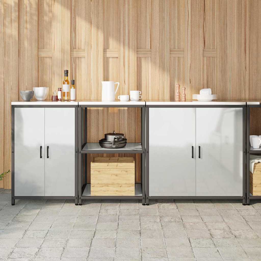 Kitchen Storage Set with Shelf 3 pcs Sliver 210 x 50 x 92 cm