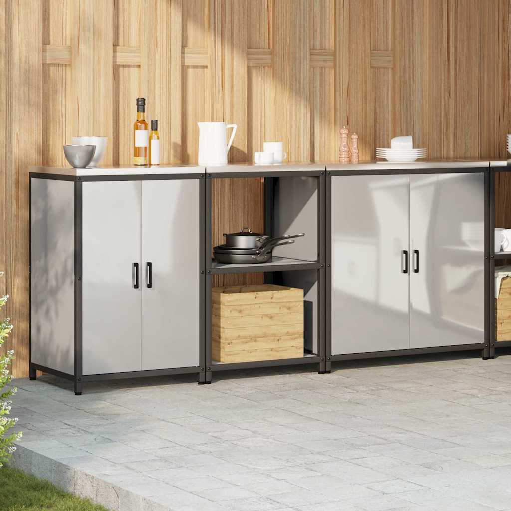 Kitchen Storage Set with Shelf 3 pcs Sliver 210 x 50 x 92 cm