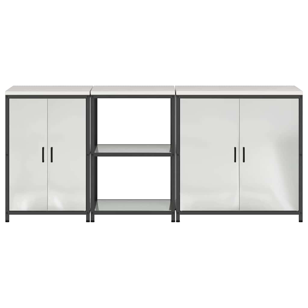 Kitchen Storage Set with Shelf 3 pcs Sliver 210 x 50 x 92 cm