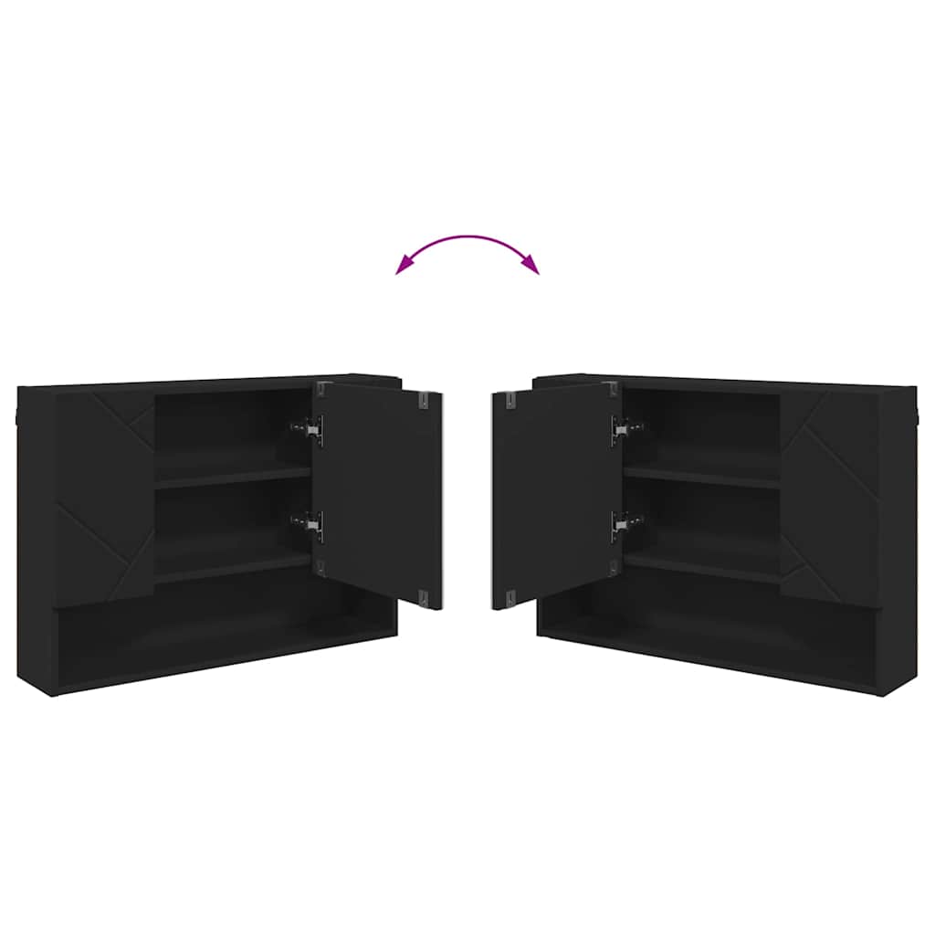Bathroom Furniture Set with Shelf 2 pcs Black 76.5 x 35 x 64 cm