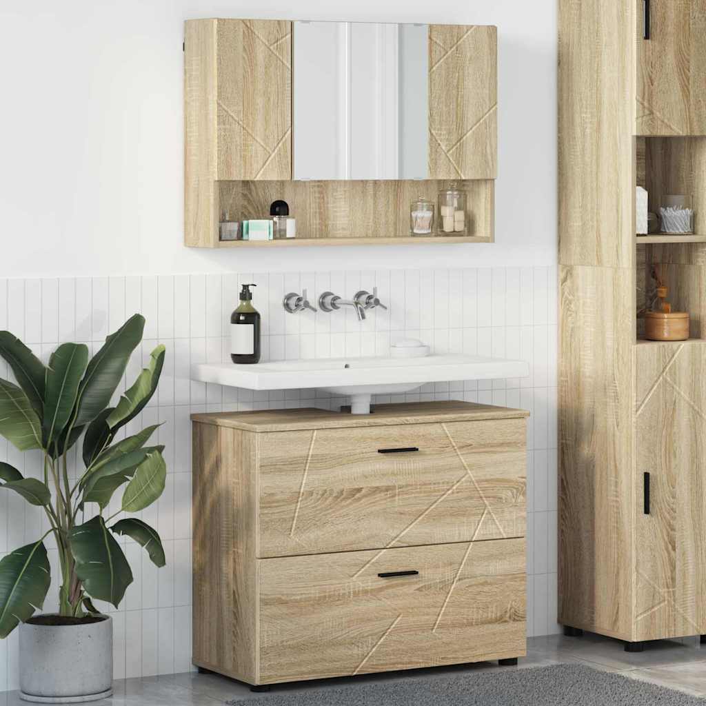 Bathroom Furniture Set 2 pcs Sonoma oak 76.5 x 35 x 64 cm