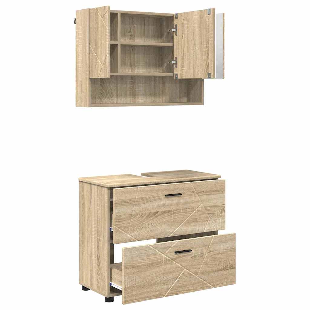 Bathroom Furniture Set 2 pcs Sonoma oak 76.5 x 35 x 64 cm