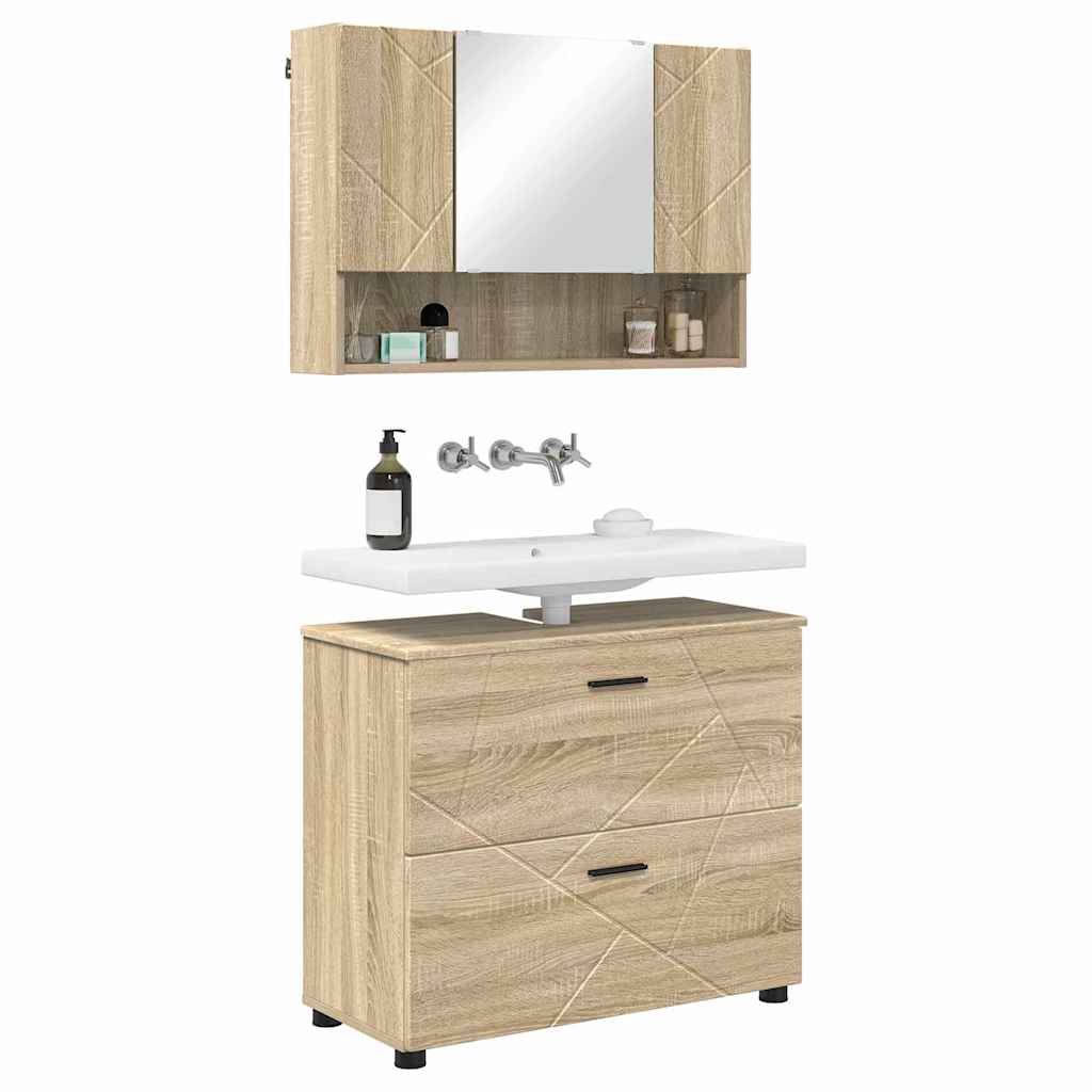 Bathroom Furniture Set 2 pcs Sonoma oak 76.5 x 35 x 64 cm