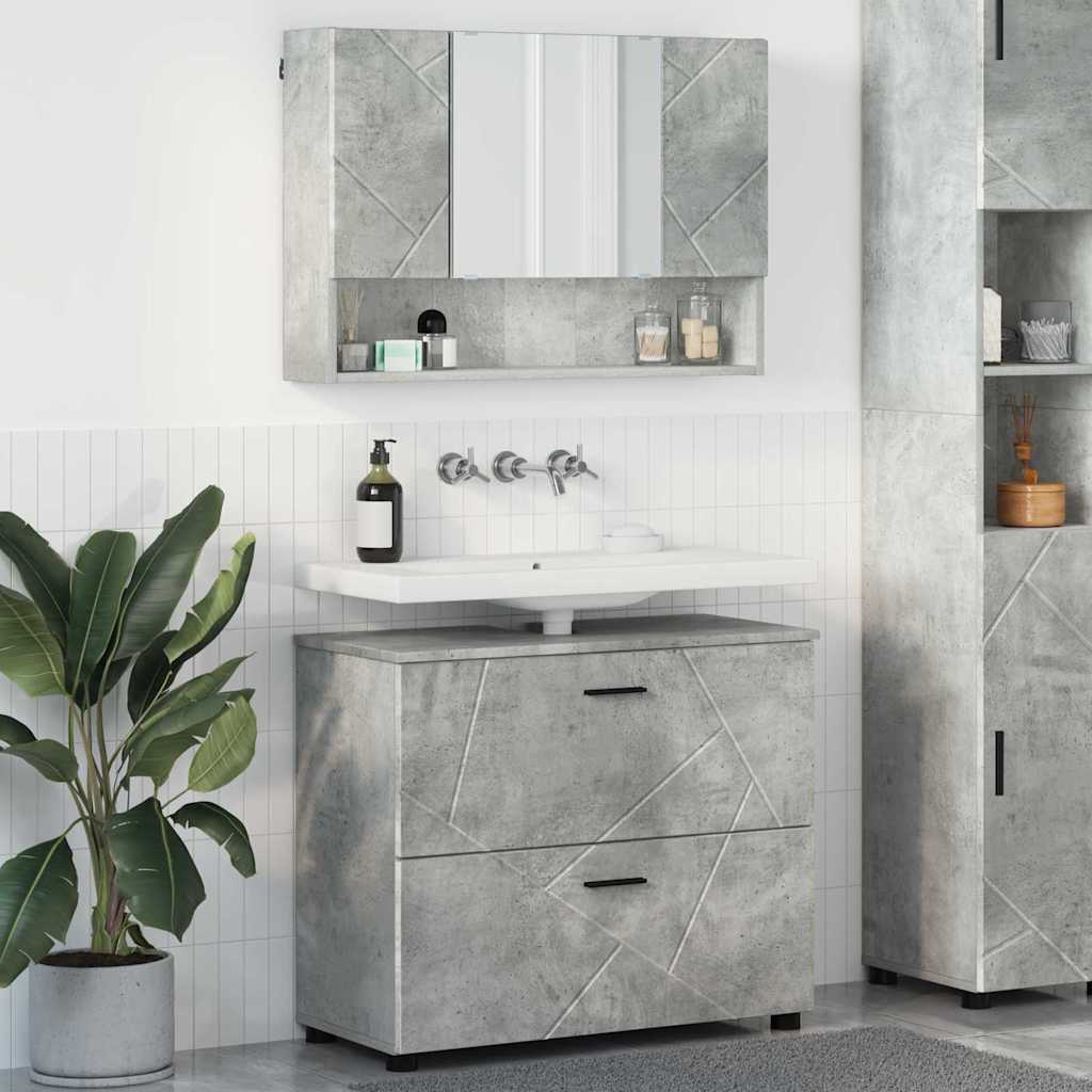 Bathroom Furniture Set 2 pcs Concrete grey 76.5 x 35 x 64 cm