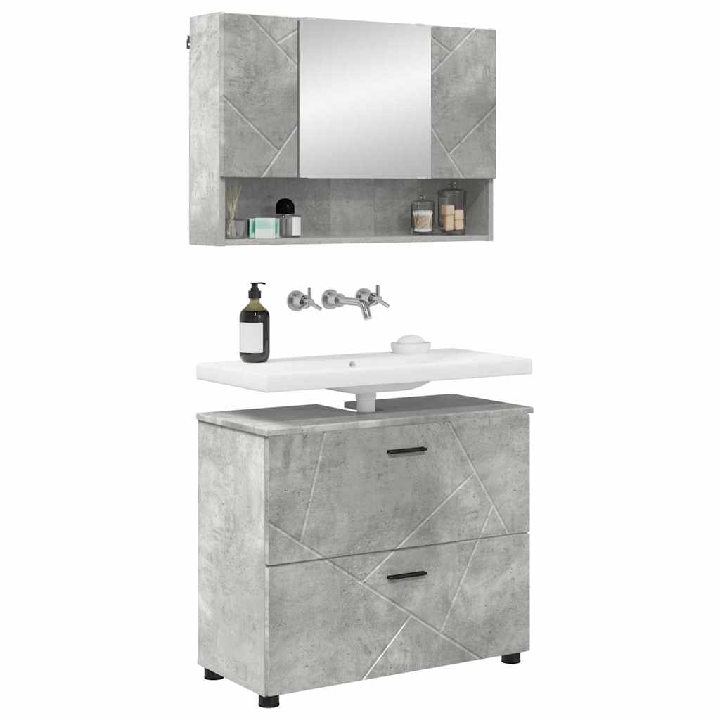 Bathroom Furniture Set 2 pcs Concrete grey 76.5 x 35 x 64 cm