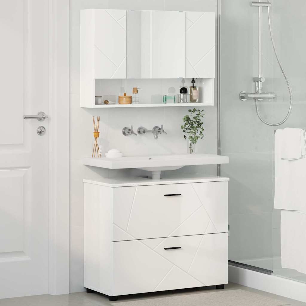 Bathroom Furniture Set 2 pcs High gloss white 76.5 x 35 x 64 cm