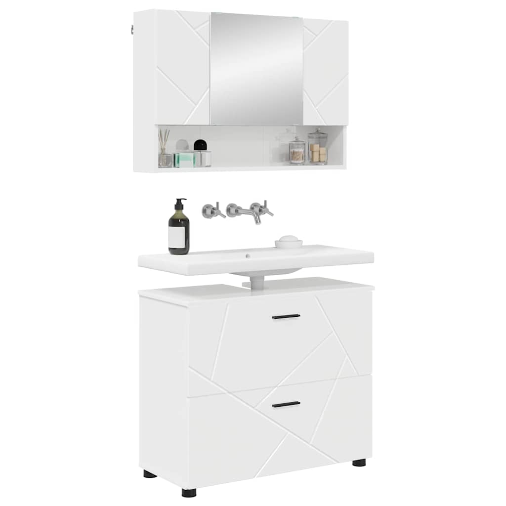 Bathroom Furniture Set 2 pcs High gloss white 76.5 x 35 x 64 cm