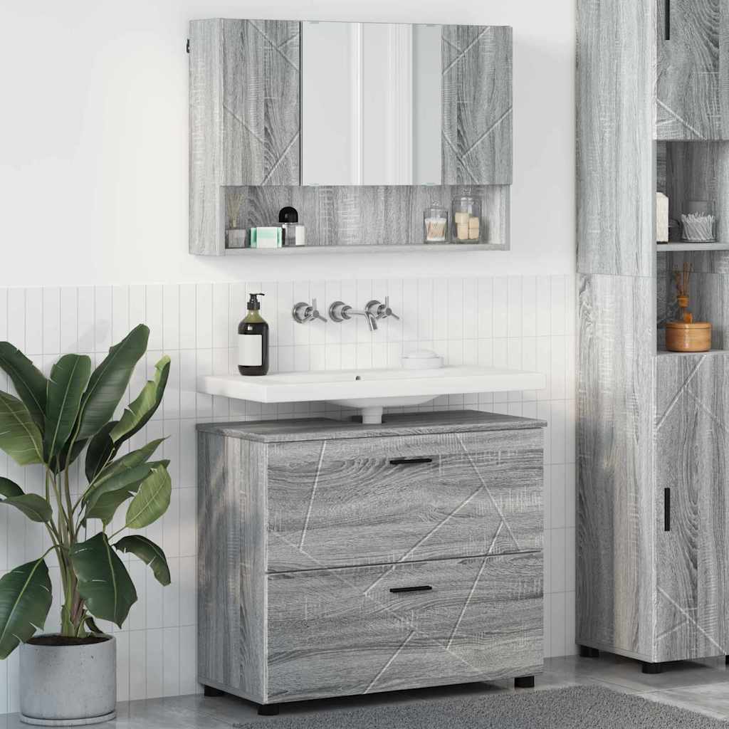 Bathroom Furniture Set 2 pcs Grey sonoma 76.5 x 35 x 64 cm