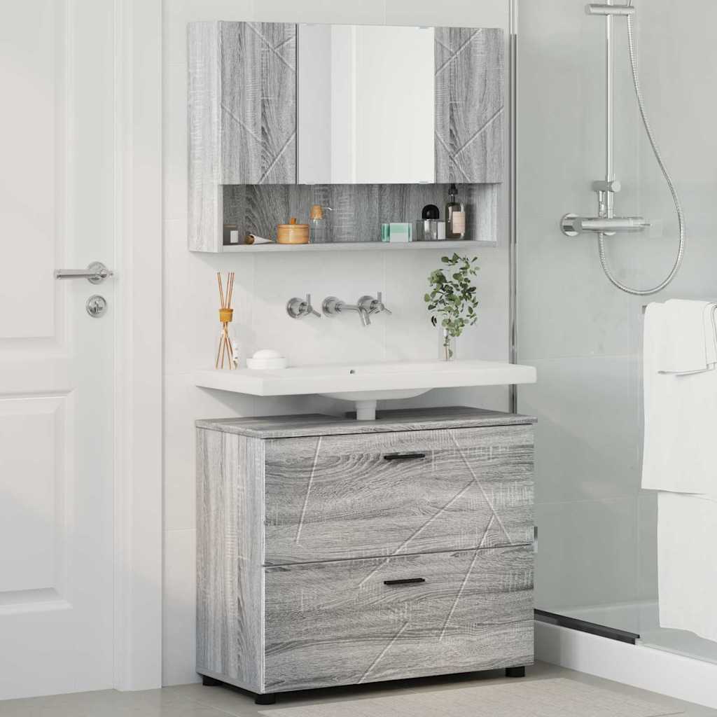 Bathroom Furniture Set 2 pcs Grey sonoma 76.5 x 35 x 64 cm