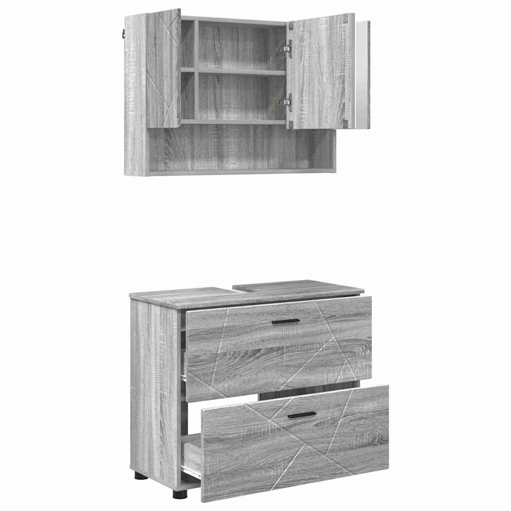 Bathroom Furniture Set 2 pcs Grey sonoma 76.5 x 35 x 64 cm