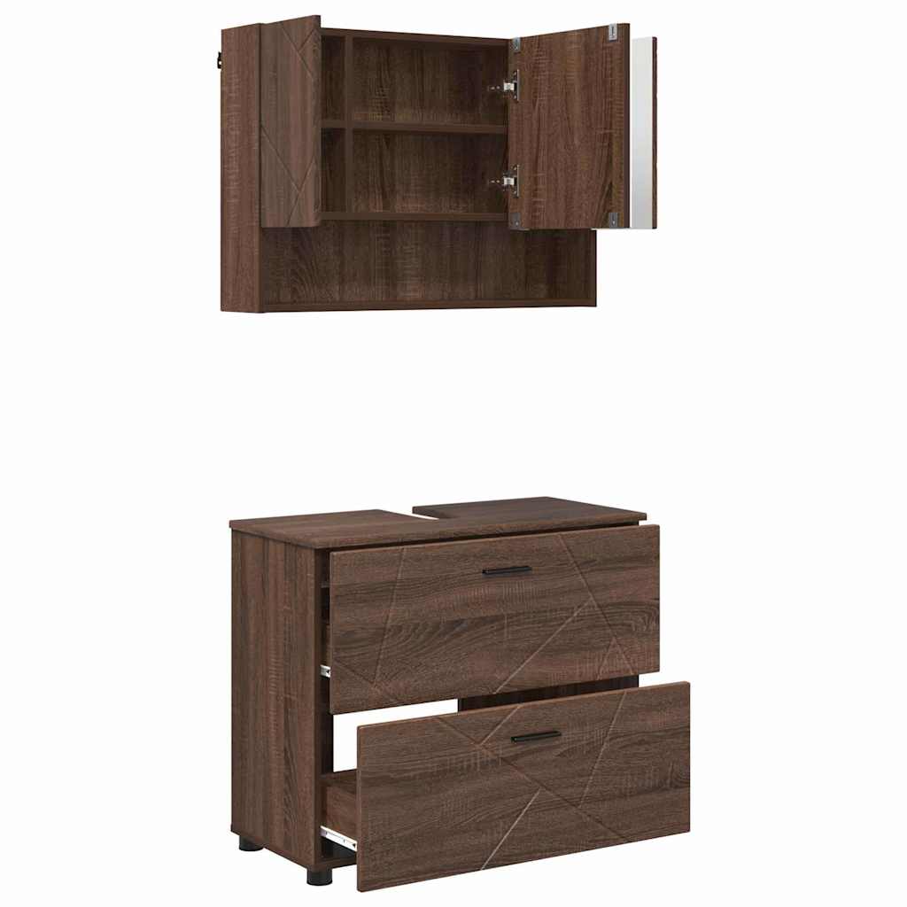 Bathroom Furniture Set 2 pcs Brown oak 76.5 x 35 x 64 cm