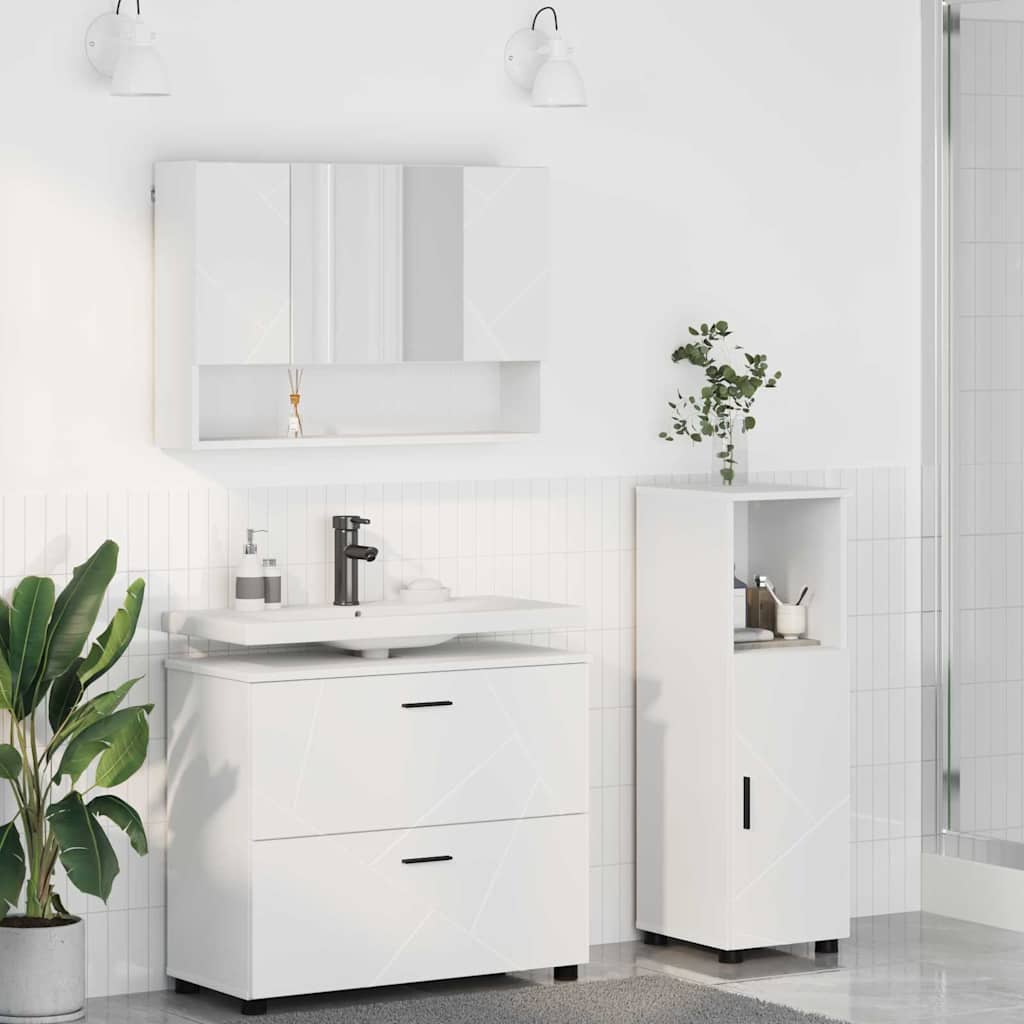 Bathroom Furniture Set with Shelf 3 pcs White 76.5 x 35 x 64 cm