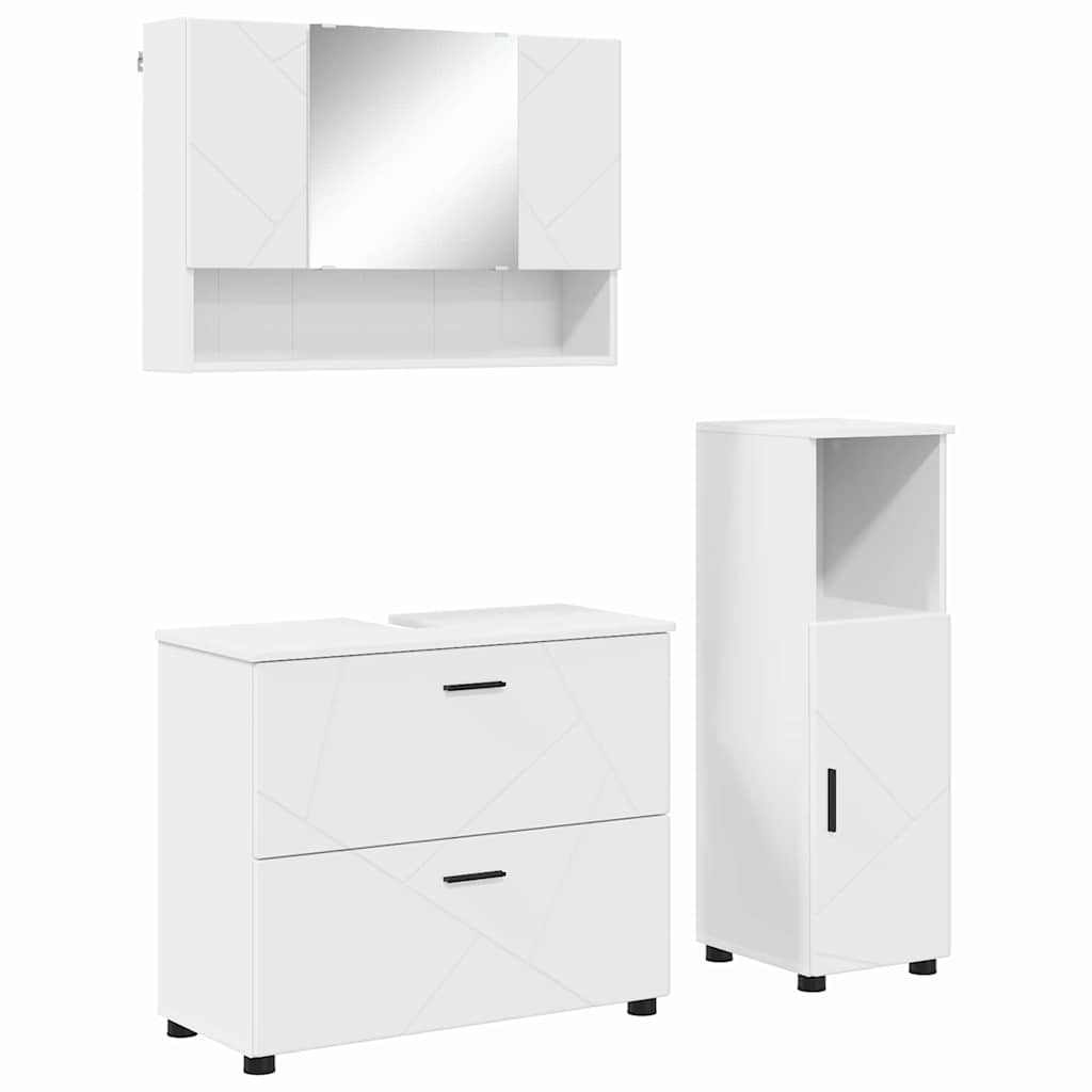 Bathroom Furniture Set with Shelf 3 pcs White 76.5 x 35 x 64 cm