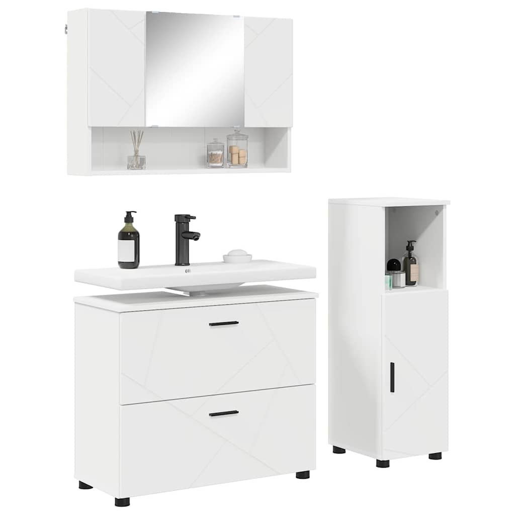 Bathroom Furniture Set with Shelf 3 pcs White 76.5 x 35 x 64 cm
