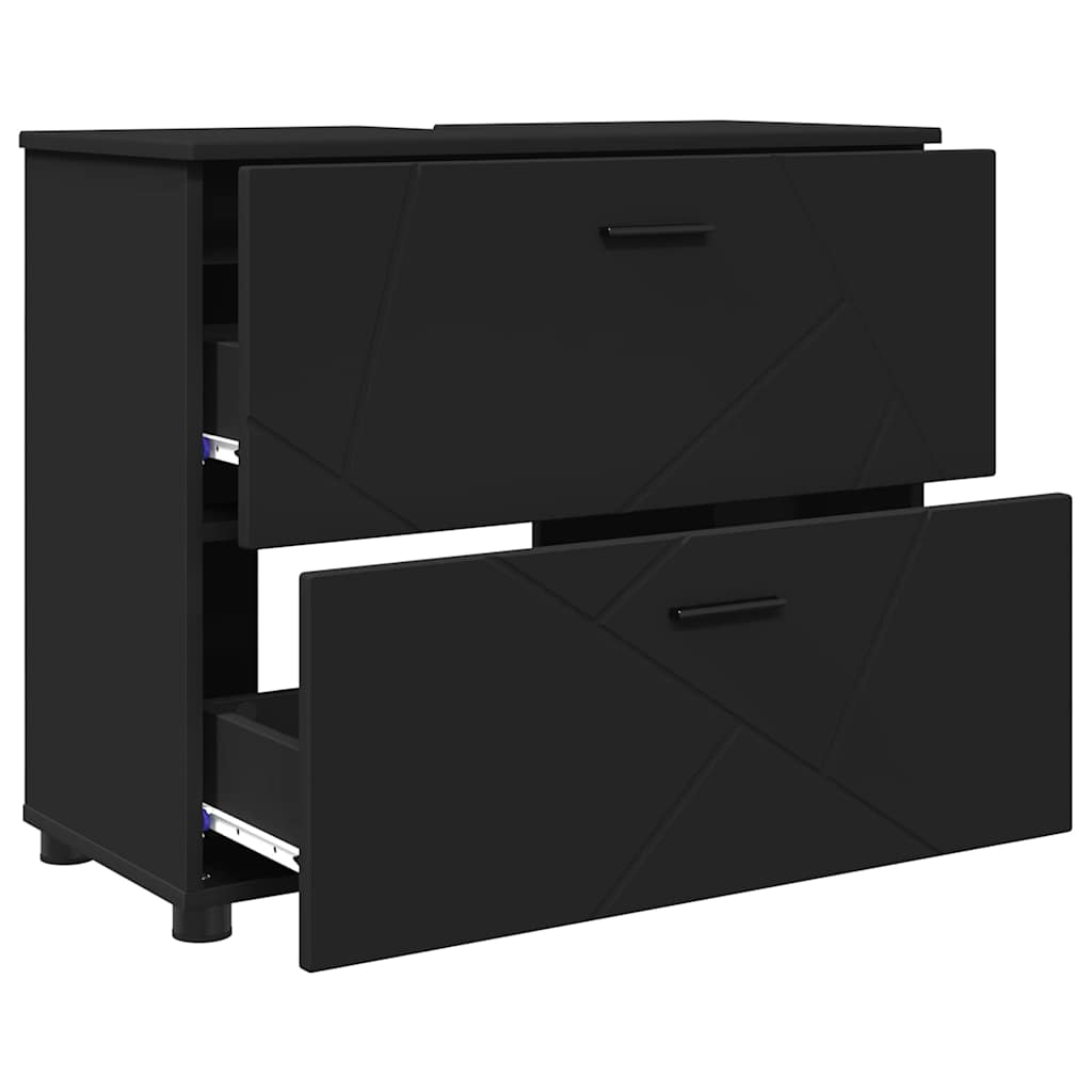 Bathroom Furniture Set with Shelf 3 pcs Black 76.5 x 35 x 64 cm
