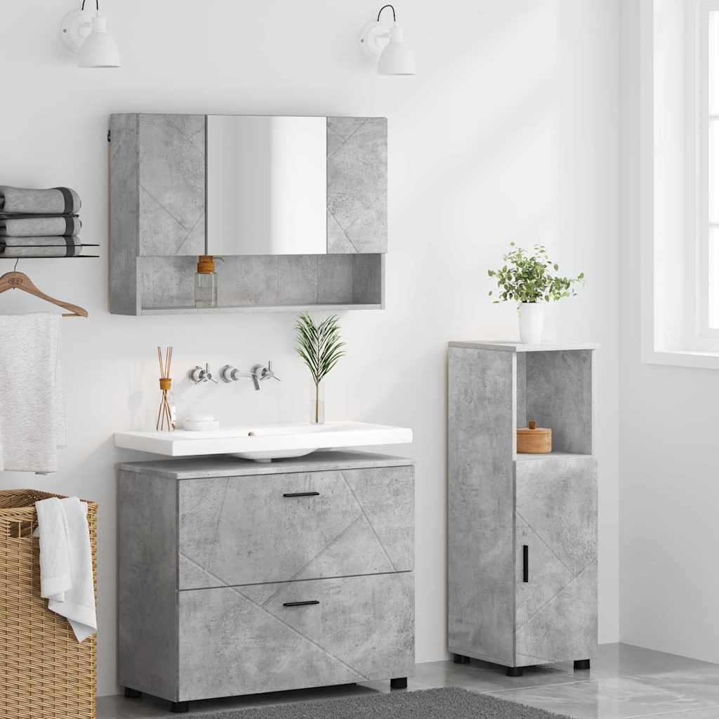 Bathroom Furniture Set 3 pcs Concrete grey 76.5 x 35 x 64 cm