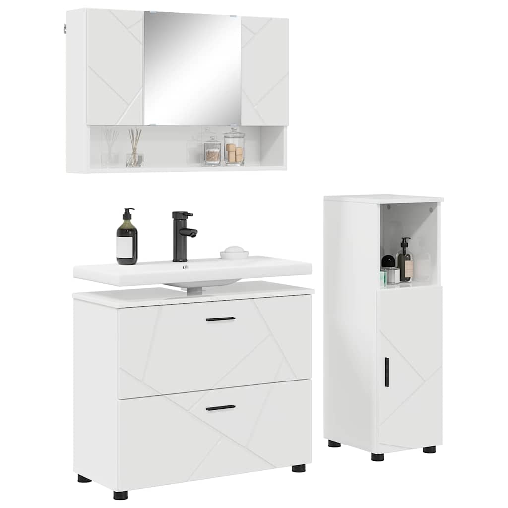 Bathroom Furniture Set 3 pcs High gloss white 76.5 x 35 x 64 cm